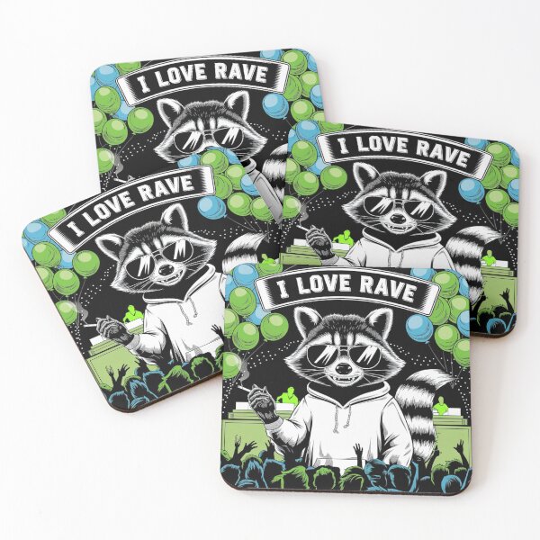 Item preview, I love rave raccoon designed and sold by QuirkyQuipPixel.