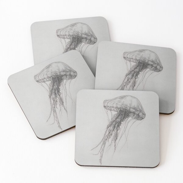 Item preview, Black and white jellyfish drawing designed and sold by Pencil-Art.