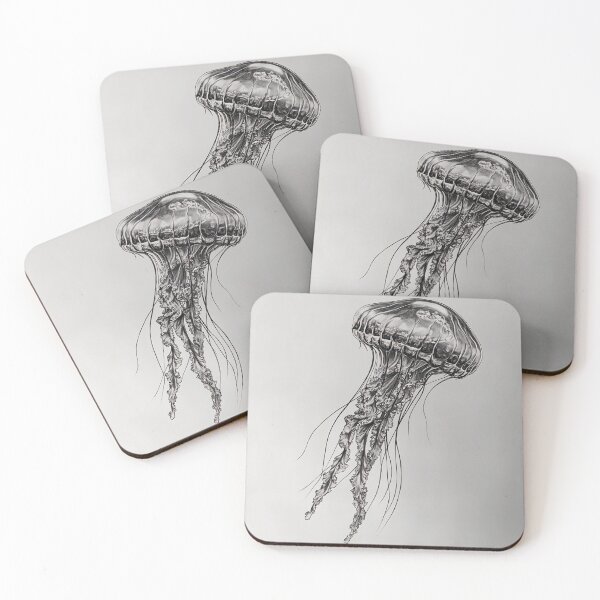 Item preview, Black and white jellyfish drawing designed and sold by Pencil-Art.