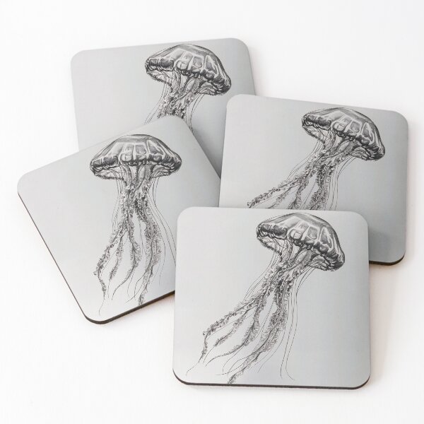 Item preview, Black and white jellyfish drawing designed and sold by Pencil-Art.