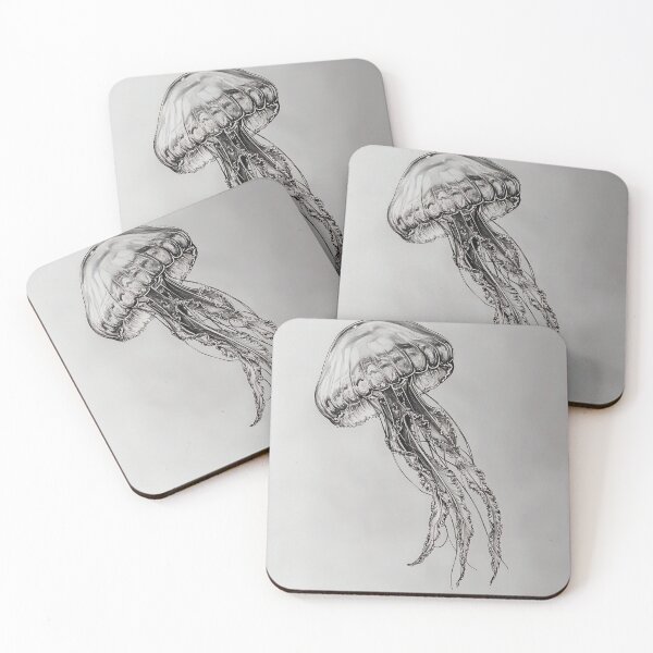 Item preview, Black and white jellyfish drawing designed and sold by Pencil-Art.
