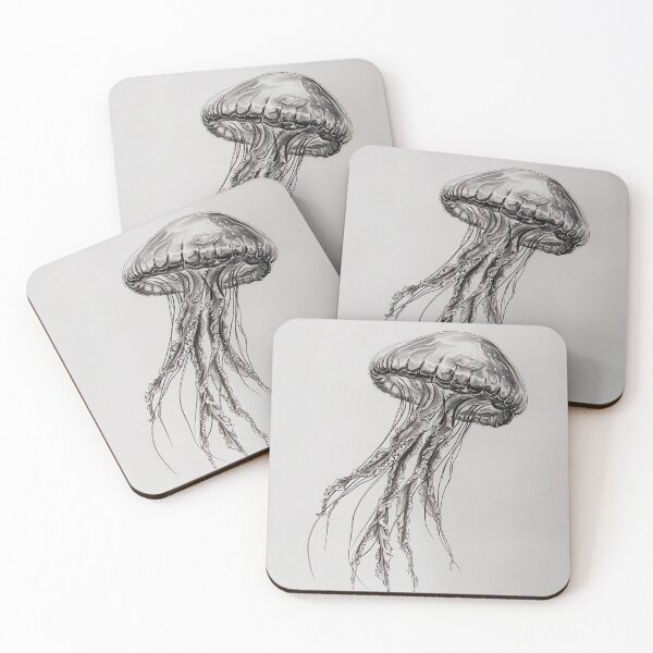 Item preview, Black and white jellyfish drawing designed and sold by Pencil-Art.