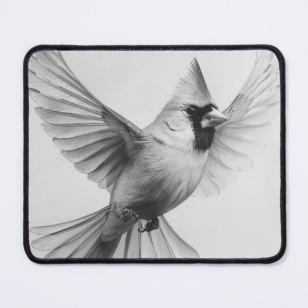 Item preview, Black and White Cardinal Pencil Drawing designed and sold by Pencil-Art.