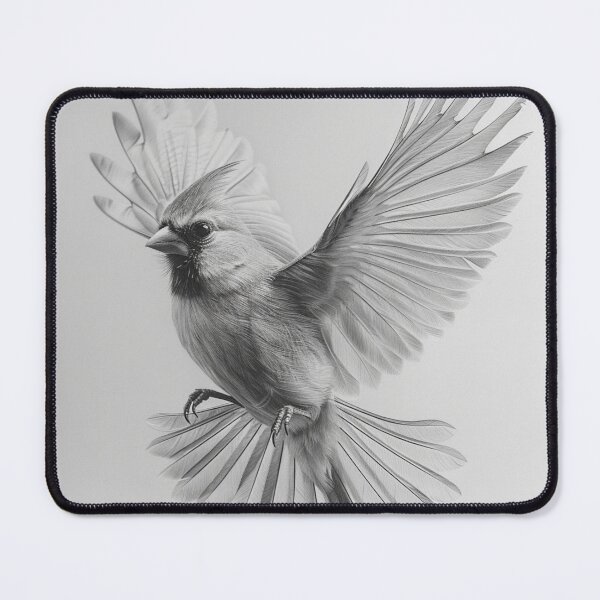 Item preview, Black and White Cardinal Pencil Drawing designed and sold by Pencil-Art.