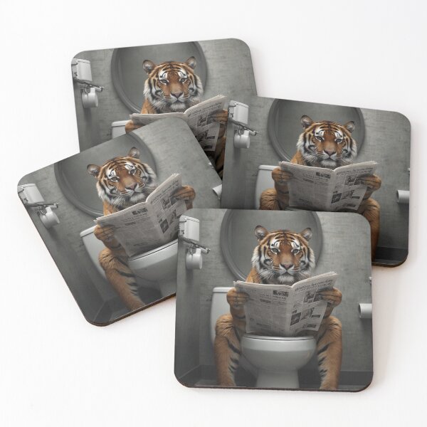 Item preview, Funny Tiger on Toilet Reading Newspaper designed and sold by vk09.