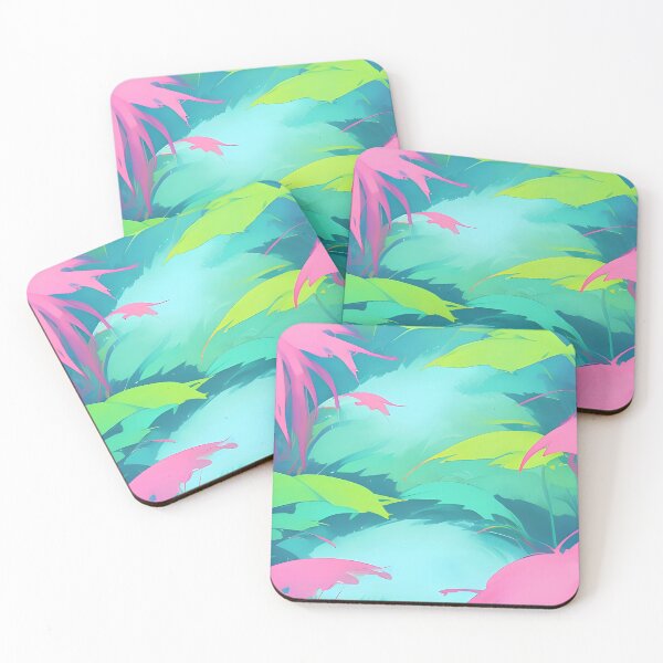Item preview, Abstract Jungle Watercolor Painting in Vivid Mint and Pink Colors designed and sold by RebelArt-Deco.