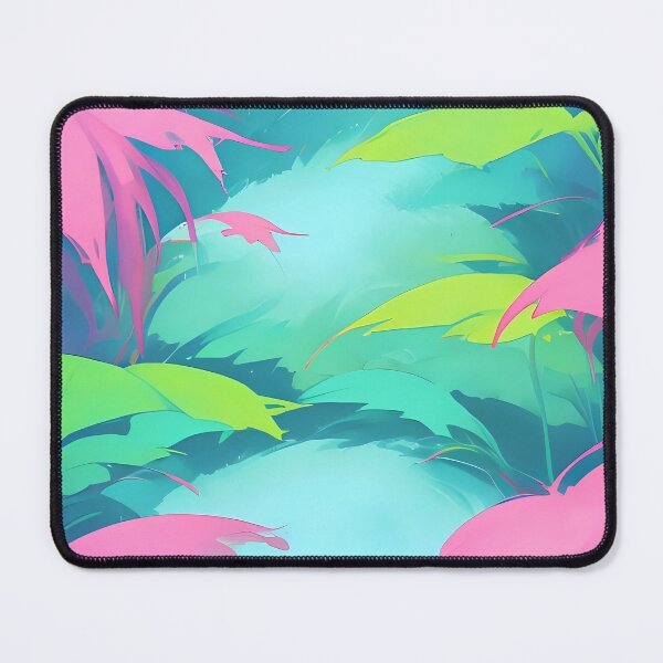 Item preview, Abstract Jungle Watercolor Painting in Vivid Mint and Pink Colors designed and sold by RebelArt-Deco.