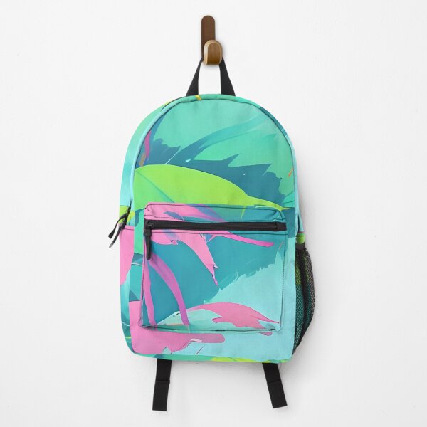Item preview, Abstract Jungle Watercolor Painting in Vivid Mint and Pink Colors designed and sold by RebelArt-Deco.