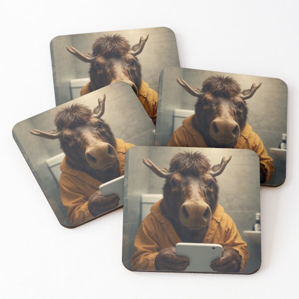 Item preview, Funny Moose on Toilet with Tablet designed and sold by vk09.