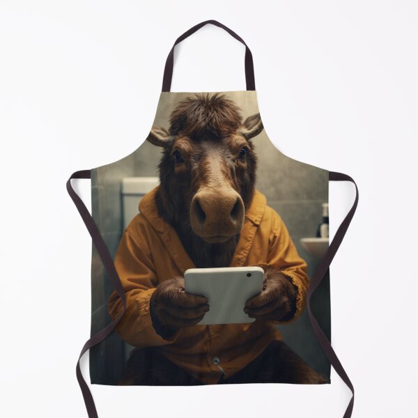 Item preview, Funny Moose on Toilet with Tablet designed and sold by vk09.