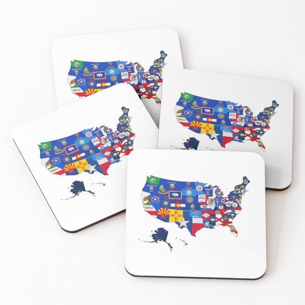 Item preview, USA State Flags Map designed and sold by Natalie Dowling.
