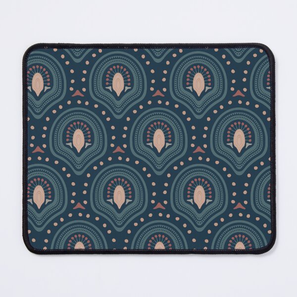 Item preview, Patrón de medallón bohemio: diseño floral folk en azul marino y coral designed and sold by Stacey Spivak.