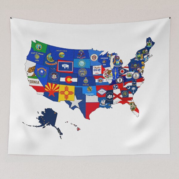 Item preview, USA State Flags Map designed and sold by Natalie Dowling.