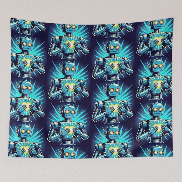 Item preview, Robot with A Glowing Heart Pop Art Style designed and sold by artofuniverse.