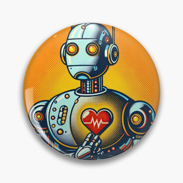 Item preview, Robot with A Glowing Heart Pop Art Style designed and sold by artofuniverse.