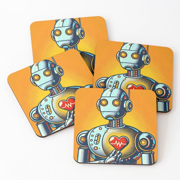 Item preview, Robot with A Glowing Heart Pop Art Style designed and sold by artofuniverse.