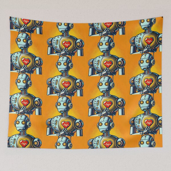 Item preview, Robot with A Glowing Heart Pop Art Style designed and sold by artofuniverse.