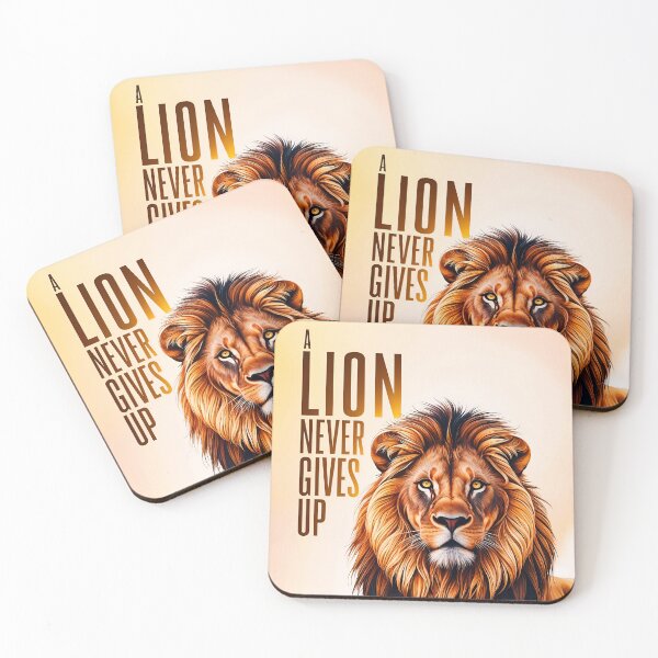 Item preview, A Lion Never Gives Up Positive Motivational Quote designed and sold by TheArtOfPat.
