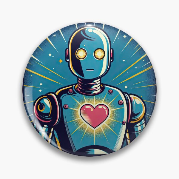 Item preview, Robot with A Glowing Heart Pop Art Style designed and sold by artofuniverse.