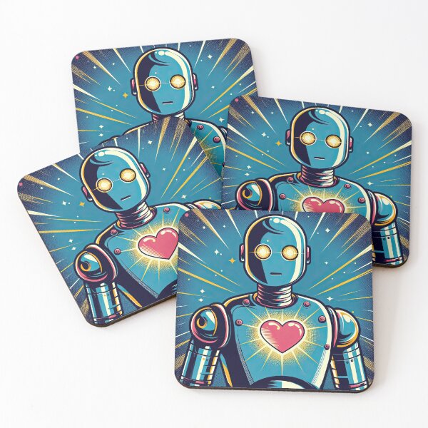 Item preview, Robot with A Glowing Heart Pop Art Style designed and sold by artofuniverse.