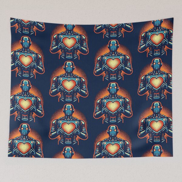 Item preview, Robot with A Glowing Heart Pop Art Style designed and sold by artofuniverse.