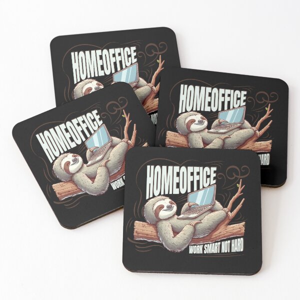 Item preview, homeoffice work smarter not harder sloth laptop designed and sold by LayersDesign.