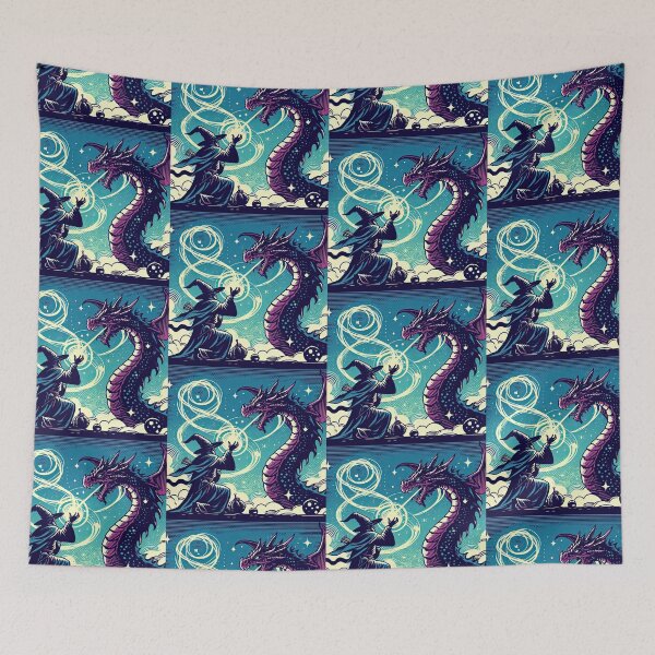 Item preview, Sorcerer Summoning A Dragon Pop Art Style designed and sold by artofuniverse.
