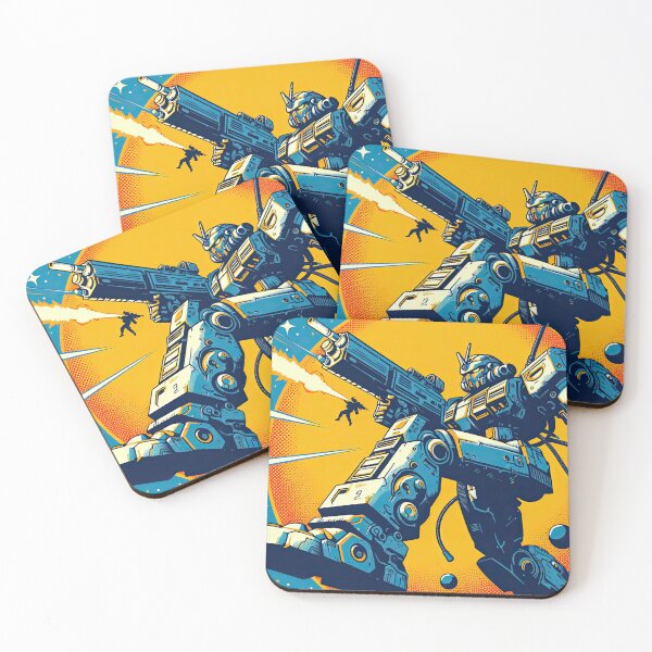 Item preview, Giant Mech Battling in Space Pop Art Style designed and sold by artofuniverse.