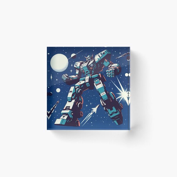 Item preview, Giant Mech Battling in Space Pop Art Style designed and sold by artofuniverse.