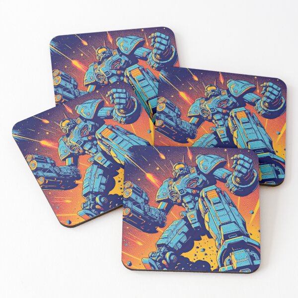 Item preview, Giant Mech Battling in Space Pop Art Style designed and sold by artofuniverse.