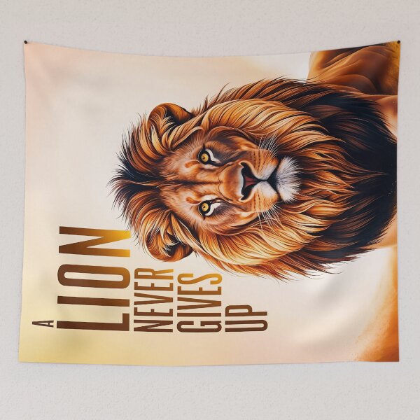 Item preview, A Lion Never Gives Up Positive Motivational Quote designed and sold by TheArtOfPat.