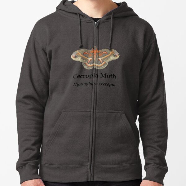Cecropia Moth - Black Lettering Zipped Hoodie