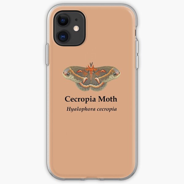 Cecropia Moth - Black Lettering iPhone Soft Case