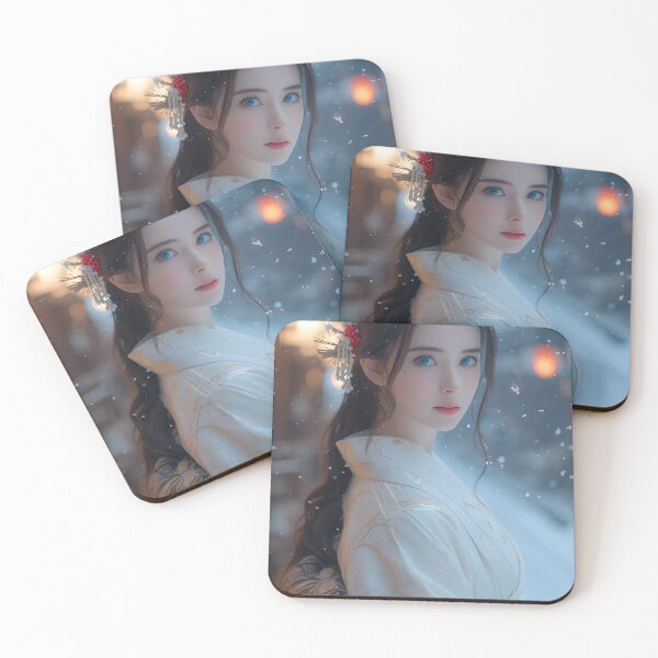 Item preview, Elegant woman in traditional attire in snowy setting designed and sold by Artessie.