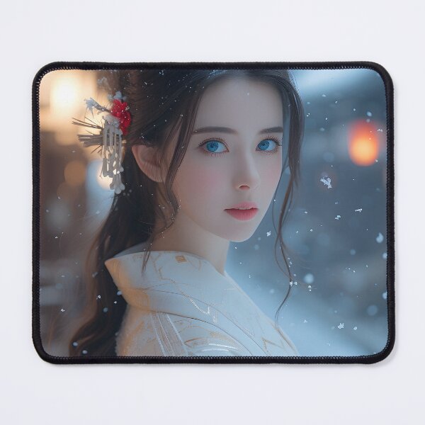 Item preview, Elegant woman in traditional attire in snowy setting designed and sold by Artessie.