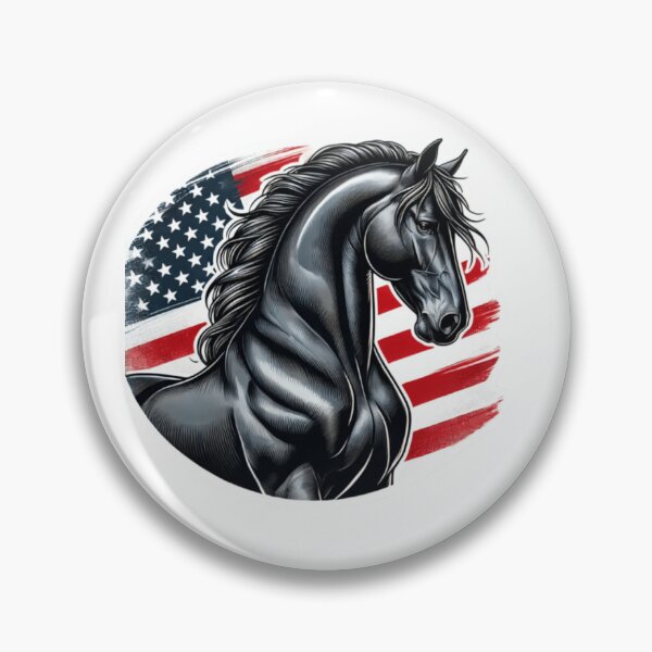 Item preview, Black Percheron in front of American flag. designed and sold by NMCStickers.