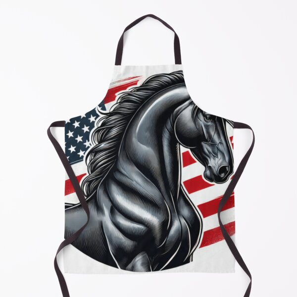 Item preview, Black Percheron in front of American flag. designed and sold by NMCStickers.
