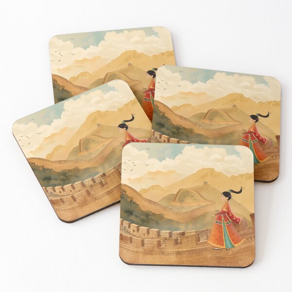 Item preview, Woman in traditional attire walking along the Great Wall designed and sold by Artessie.