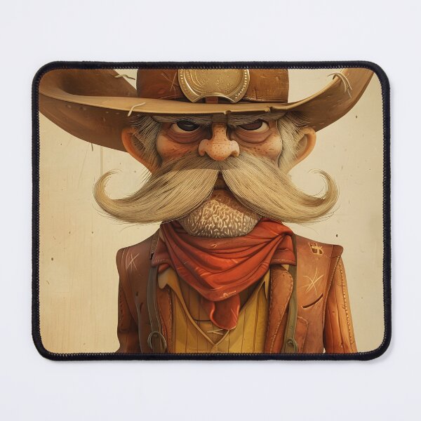 Item preview, Cartoon cowboy with large hat, red scarf, and pistol designed and sold by Artessie.