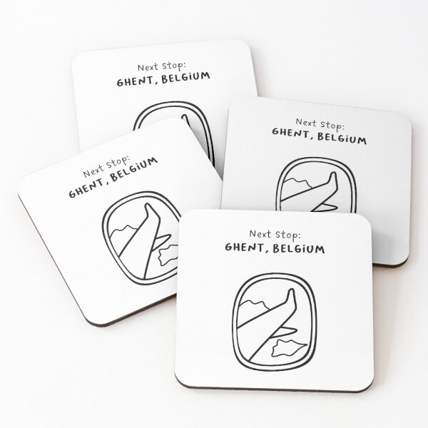 Item preview, Ghent, Belgium | Illustration of an Airplane Window View | Handwritten-style Font designed and sold by RM-Journey.