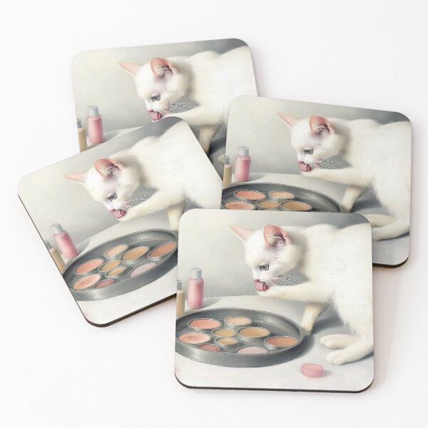 Item preview, cat doing make up designed and sold by PricklyPeanut.