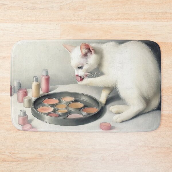 Item preview, cat doing make up designed and sold by PricklyPeanut.