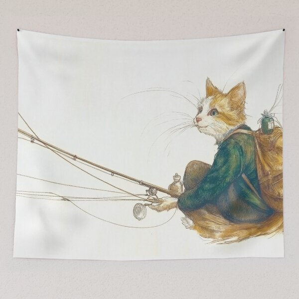Item preview, cat gone fishing designed and sold by PricklyPeanut.