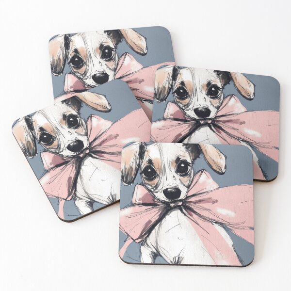 Item preview, puppy in bow designed and sold by PricklyPeanut.