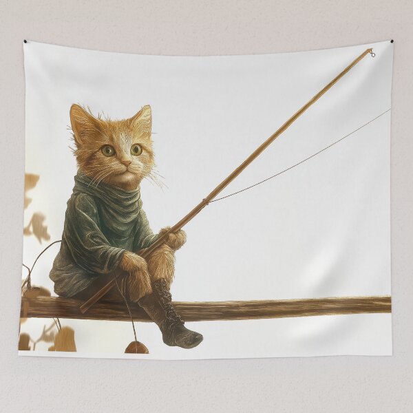 Item preview, cat gone fishing designed and sold by PricklyPeanut.