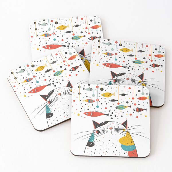 Item preview, Dreaming of Fish - Playful Cat Illustration designed and sold by nshaltiel.