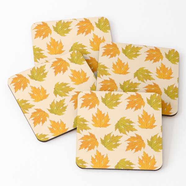 Item preview, Golden Leaves on Soft Tan Background, Repeat Leaf Pattern designed and sold by LaRoach Digital Arts.