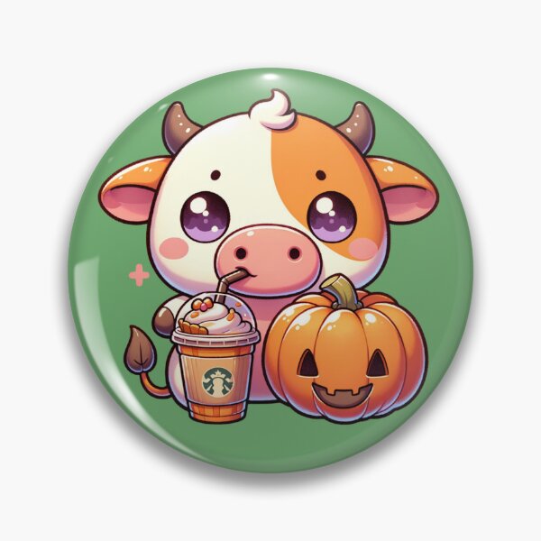 Item preview, Pumpkin Pie Cow drinking pumpkin pie iced coffee stickers and more designed and sold by CRandRRstickers.