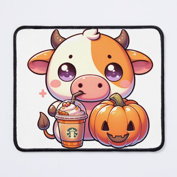 Item preview, Pumpkin Pie Cow drinking pumpkin pie iced coffee stickers and more designed and sold by CRandRRstickers.