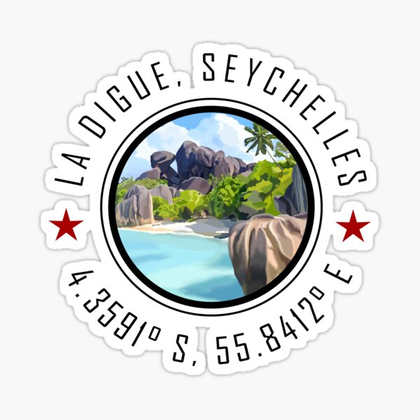 Item preview, La Digue Seychelles Graphic with Global Coordinates designed and sold by CustomTravelArt.
